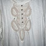 Soft Surroundings Womens Embroidered Top Size M Hooded Beaded 3/4 Sleeve Button Photo 1