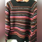 Lucky Brand  Women Striped Crewneck Long-Sleeve Sweater relaxed fit 6% wool sz M Photo 3