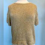 Loft  Metallic Gold short sleeve pullover round neck sweater Size Medium NWT Photo 0