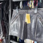 MICHAEL Michael Kors Burnished Charcoal Leather Utility Mini Skirt Gray Size 00 Photo 7