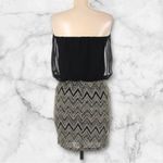 Wet Seal Black Gold Strapless Sparkly Chevron Cocktail Party Dress Y2K size M Photo 1