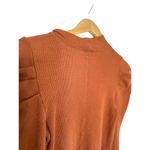 Free People Puff Sleeve Thermal Top Rust Brown Size Medium Cotton Mock Neck Photo 3