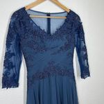 Marsoni By Colors Peacock Blue Lace Appliqué Evening Gown Size 4 Formal M237 Photo 2