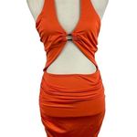 Sheseeworld Cut Out Mini Dress Sleeveless Halter Neck Ruched Dress Orange SZ M Size M Photo 0