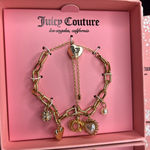 Juicy Couture  Gold Charm Bracelet Pearl Heart Crown Rhinestone Adjustable NWT Photo 0