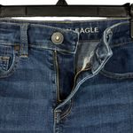 American Eagle  SZ 4 Hi-Rise Shortie Jean Shorts Cuffed Stretch Zip-Fly Whiskered Photo 1