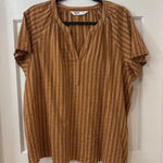 Sonoma XXL Lagenlook Lagom Boho Casual‎ Orange Stripe Flutter Sleeve Blouse  Top Photo 0