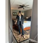 Moon River Gray Pinstripe Double Layered Front Button Blazer Jacket sz Medium Photo 14