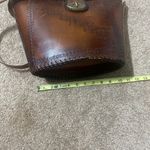 Vintage Hand Tooled Leather Purse Shoulder Strap Bucket Name Shirley Turn Lock Brown Photo 10