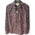 Michael Kors zip up long sleeve blouse w/2 pockets and cute zipper pull size M Photo 0