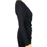 Ann Taylor black jersey surplice blouse with ruching & side zipper Small EUC Photo 3