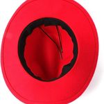 Red‎ Western Cowboy, Cowgirl Hat, Bead Tassle Strap, Men Women Retro Wide Brim Red Photo 2