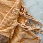 Free People  Orange Waffleknit Longsleeve Side Tie Sz Small Photo 3