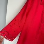 Chico's Chico’s 100% Linen Eyelet Sleeve Button Down Shirt Top Sz 18 Coral Red Photo 9