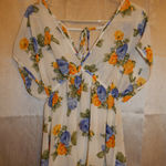 DNA  White Floral Chiffon Semi Sheer Blouse Photo 2