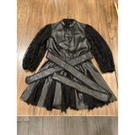 Alice + Olivia Mina Faux Leather and lace long sleeve Mini Dress 0 Photo 9