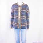 Cambridge Dry Goods vintage 100% wool fair isle cardigan sweater, M Blue Size M Photo 1
