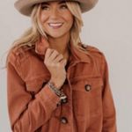 Free People Relaxed Fit Cotton Canvas Jacket Pumpkin TerraCotta Small Photo 6