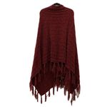 LuLaRoe Chenille Merlot Burgundy “Mimi” Sweater Wrap Poncho Cape Fringe Scarf Photo 6