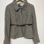 Max Mara  Womens Brown‎ Houndstooth Belted Blazer Sz 12 Career Academia Luxury Photo 0