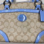 Coach Peyton Satchel Dome Bag Purse Khaki Sky Blue Y2K Signature Print F18918 Photo 3