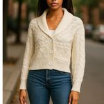 Anthropologie NEW Tapemeasure Cable Knit Wool Blend Cardigan Sweater Shawl Neckline Large Photo 7