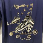 Capistrano Women’s shirt Size 22/24 Navy Blue Gold Embellishments Travel Long Photo 2