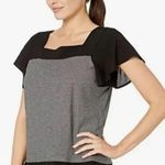 Vince Camuto  Boxy Gray and Black Cap Sleeve Blouse Size L Photo 0