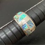 Sterling Silver Vintage NE 925 Signed  Abalone Inlay Ring Band Size 6.5 5.9g Photo 9