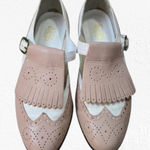 90s Vintage White Mauve Pink Kiltie Wingtip Leather Mary Jane Loafers Size 6.5 Photo 0