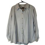 Liz Claiborne Crazy Horse Blue Long Sleeve Blue Button Down Shirt Women Sz L Photo 0