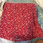 American Eagle  red floral mini skirt, size small Photo 0