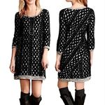 Anthropologie Moth Fair Isle Chenille Cable Knit Pattern Sweater Dress Small Black Photo 2