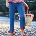 Boden the Cambridge Ankle Skimmer Jeans with Red Cuff Accents 10Long Blue Size 10 Photo 0