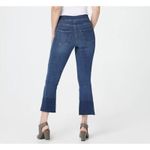 Spanx NEW  Cropped Flare Raw Hem Jeans 2-Toned Medium Dark Wash Minimalist Small Photo 9