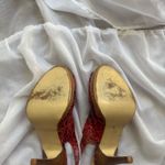 Two Lips Faux Snakeskin Peep Toe Slingback Pumps Red Size 6.5 Photo 6