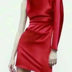 ZARA  Satin Effect Asymmetric One Shoulder Mini Dress Photo 0
