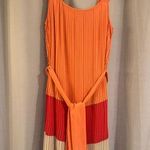 Dana Buchman Women’s Orange Dana Bachman Colorblock Pleated Dress Photo 0
