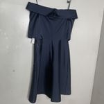 Rickie Freeman Teri Jon Navy Floral Sequin Off The Shoulder Dress Size 8 Blue Photo 1