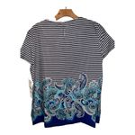 Alfred Dunner Cotton Blend black & white striped short sleeve blouse NWT Photo 2