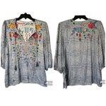 Johnny Was  Taryn top blue white tassels XS Photo 11