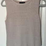 Ann Taylor  Women's Metallic Knit Sleeveless Tank Top Sweater Shirt Pink Silver S Photo 0