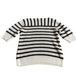 Ann Taylor  Brown White Stripe Short Sleeve Sweater Pullover Stretch Woven Small Photo 6