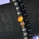 Black Shungite Tigers Eye Black Onyx Beaded Boho Bracelets Photo 0