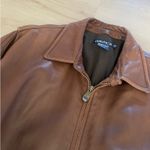 Nautica  Brown Leather Bomber Jacket Photo 2