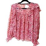 Lucky Brand  Size Medium M Sheer Pink Floral Flower Blouse Top Summer Photo 0