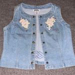 Vintage 90s Appliqué Light Blue Jean Vest By California Concepts Size Large Photo 0