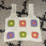 Crochet Granny Square Pattern Tank Top White Size M Photo 0