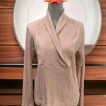 Nike Yoga Top Womens M Pink Luxe Ribbed Cover Up Long Sleeve Workout NEW Photo 2