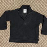 Aerie Black Fuzzy Half Button Sweater Photo 0